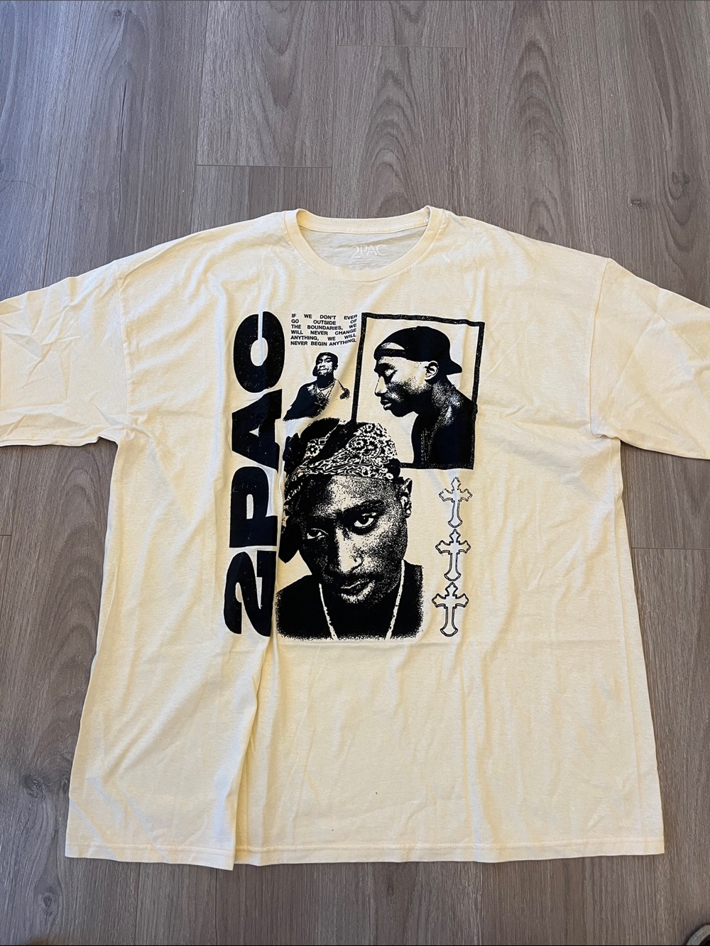 NWOT 2Pac Brand Cream Graphic Short Sleeve Tee - Tupac Print